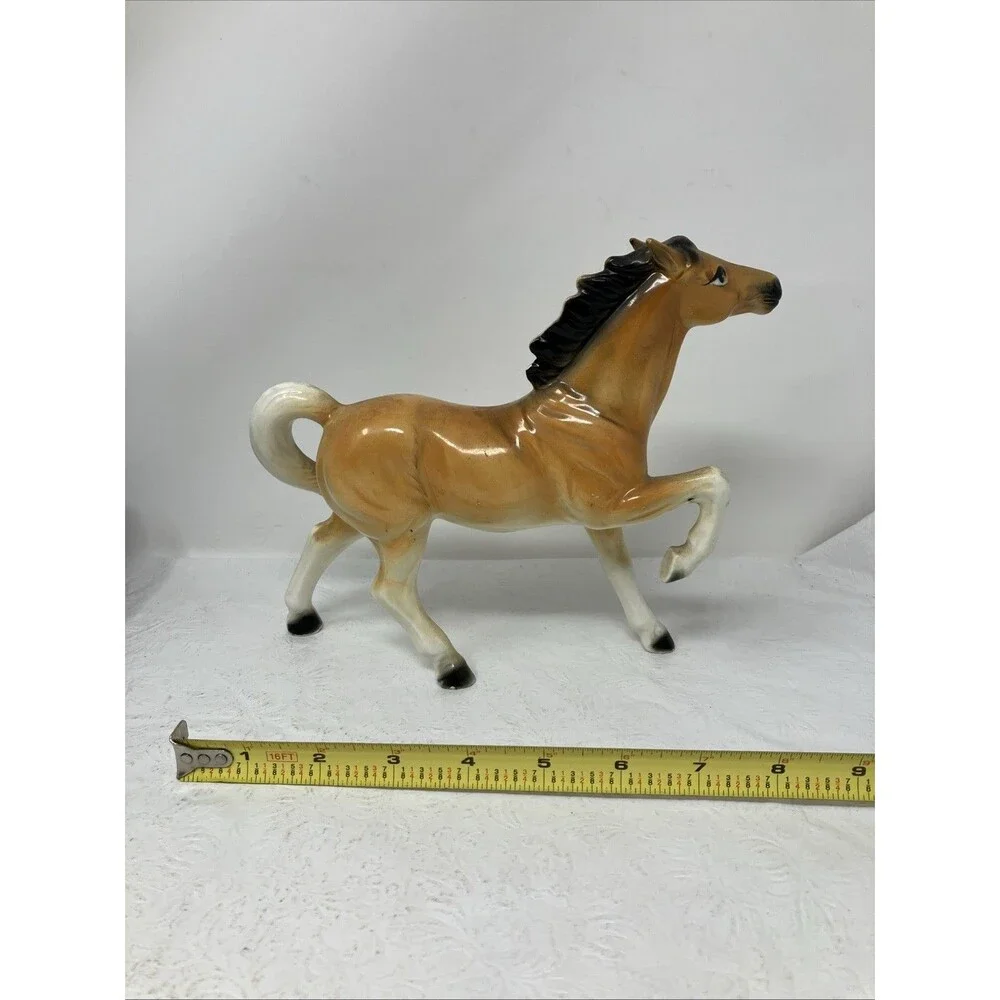 Vintage Wales Japan Ceramic Horse Figurine Porcelain Mustang Equestrian 7“